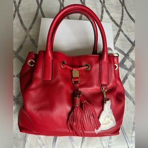 NWT Michael Kors Women's Camden Large Drawstring Satchel-Red